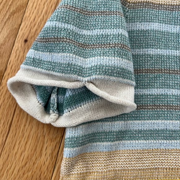 $5 ship! Pendleton knit short-sleeve striped pullover sweater tee - Size L - Picture 3 of 7
